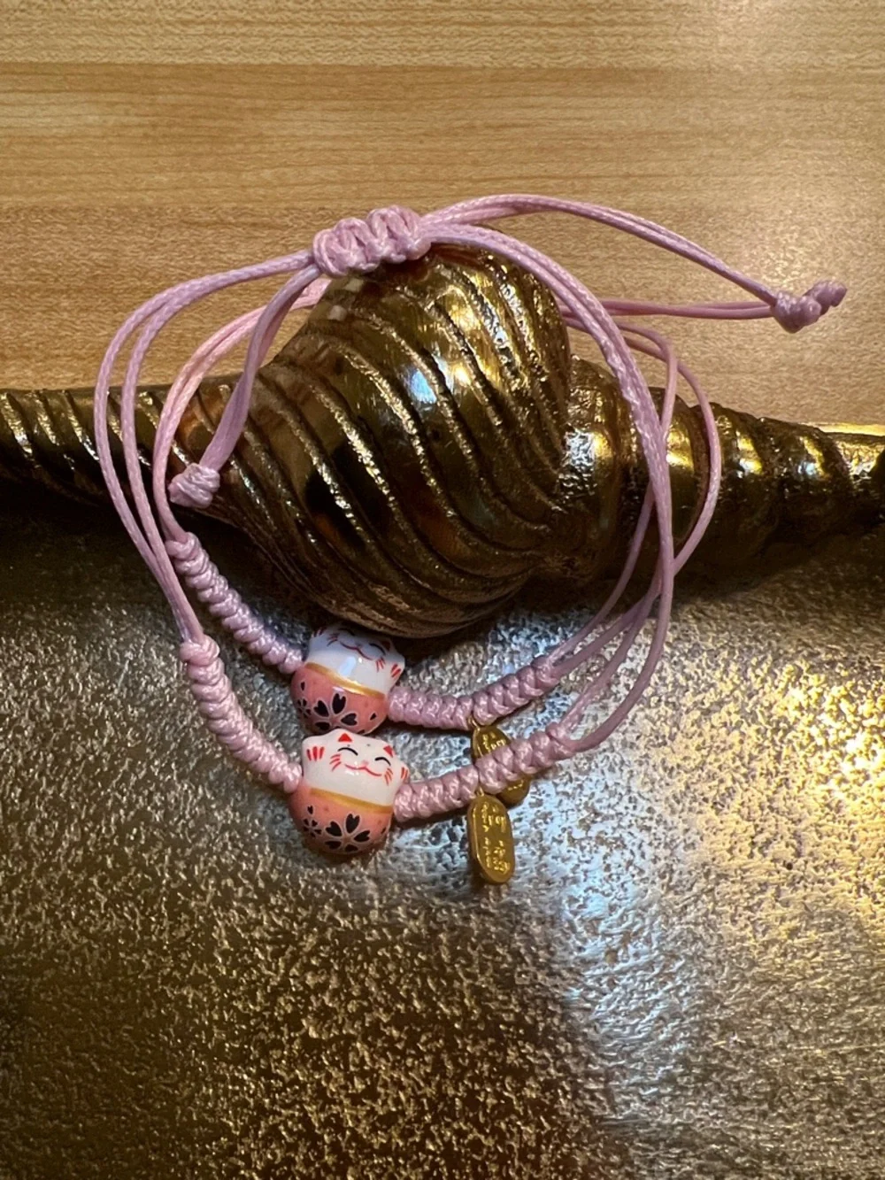 #1753** 2 Set Kids Pink Adjustable Charm Bracelet - Brand: